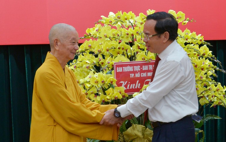 Bí thư Thành ủy Nguyễn Văn Nên và lãnh đạo TP.HCM tiếp thân mật chư tôn giáo phẩm lãnh đạo Giáo hội