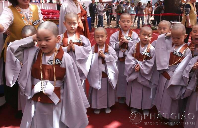 Những chú tiểu đáng yêu trong ngày xuống tóc mừng lễ Phật Đản ở Hàn Quốc