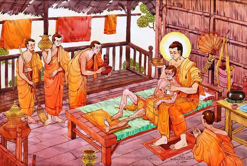 Suy ngẫm lời Phật dạy nhân chuyện Phật tắm cho Tỳ kheo bệnh nặng